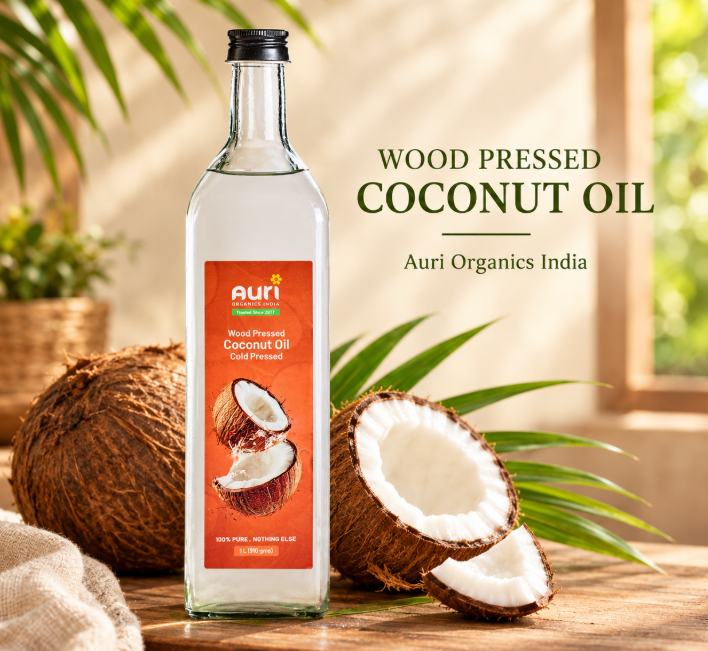 Pure Cold Pressed Coconut Oil by Auri Organics for Everyday Cooking