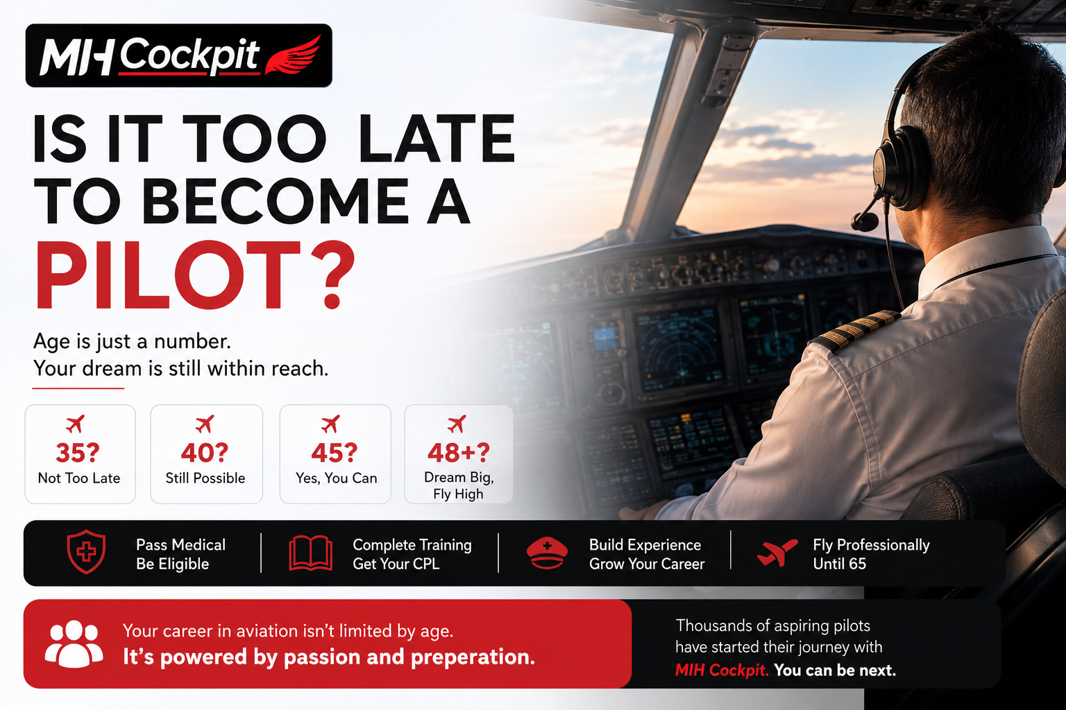 Is It Too Late to Become a Pilot? A Complete Guide for Aspiring Pilots in Their 30s, 40s, and Beyond