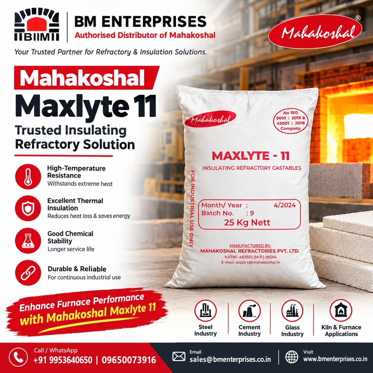 Mahakoshal Maxlyte 11 trusted insulating refractory solution