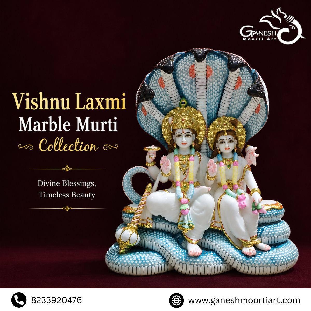Beautiful Handcrafted Vishnu Laxmi Marble Murti Collection