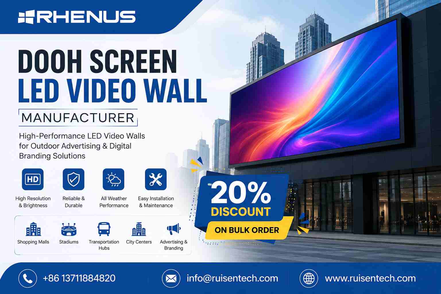 DOOH Screen & Outdoor LED Video Wall Manufacturer & Supplier