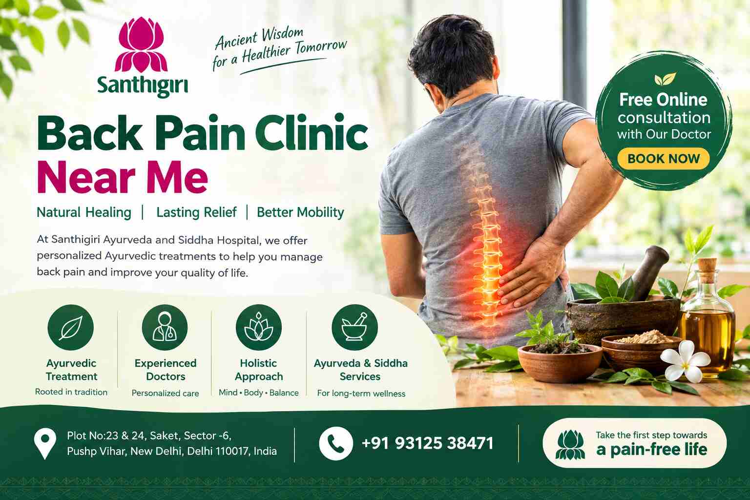 Back Pain Clinic Near Me – Ayurvedic Care in Delhi